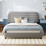 Upholstered Platform Bed Frame And Stylish Curve Shaped Design