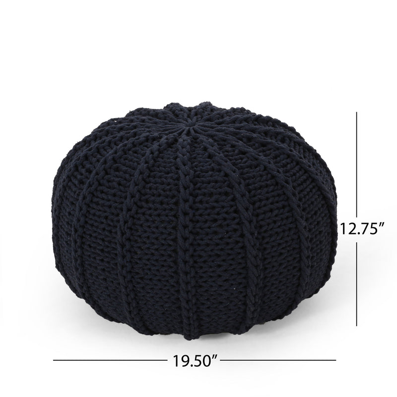 Bordeaux - Knitted Round Pouf Ottoman And Floor Cushion