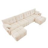 Elegant Sofa Set With Ottoman And Pillows, Textured Chenille, High Resilience Cushions