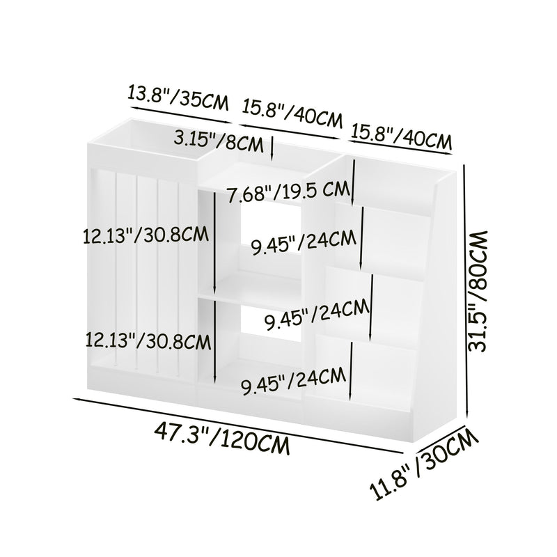 Bookshelf And Toy Storage, 3 Tier Montessori Bookcase With Stuffed Animal Organizer - White