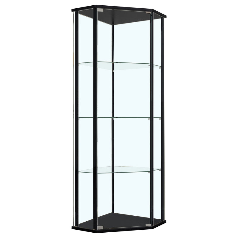Lysander - 4 Shelf Curio Cabinet With Triangular Silhouette - Black