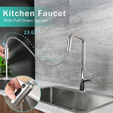 Professional Kitchen Faucet With 3 Function 360 Sprayer And 1 Touch Switching