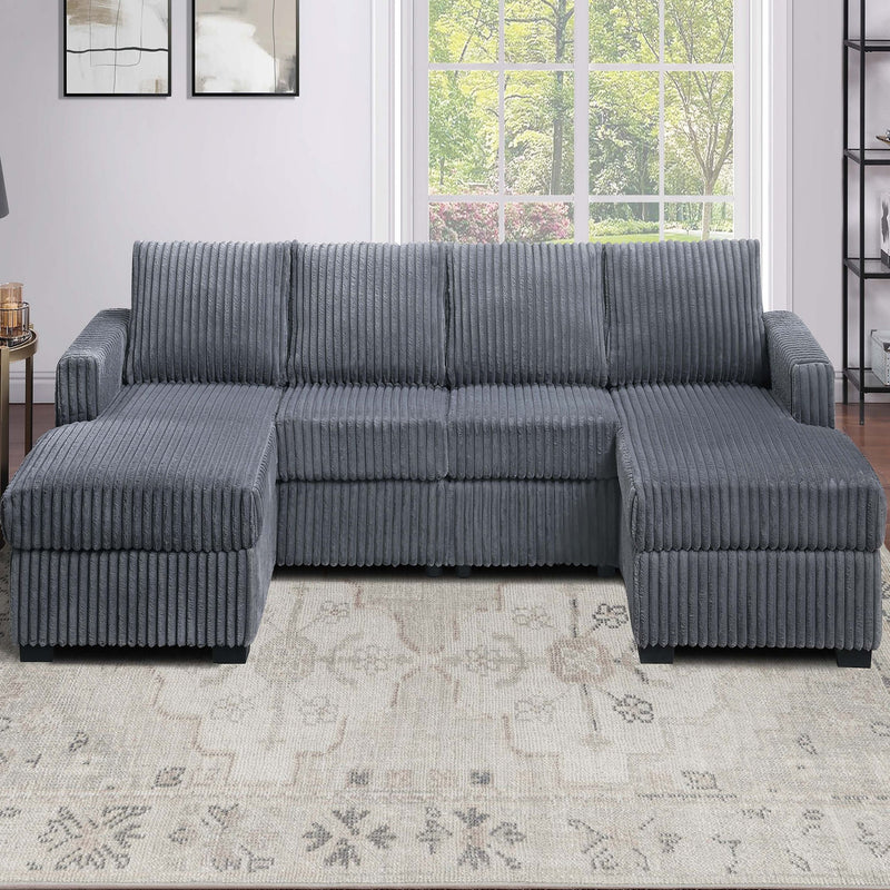 U-Shaped Sectional Set With Cushion Back Armless Chairs Right And Left Arm Chaise