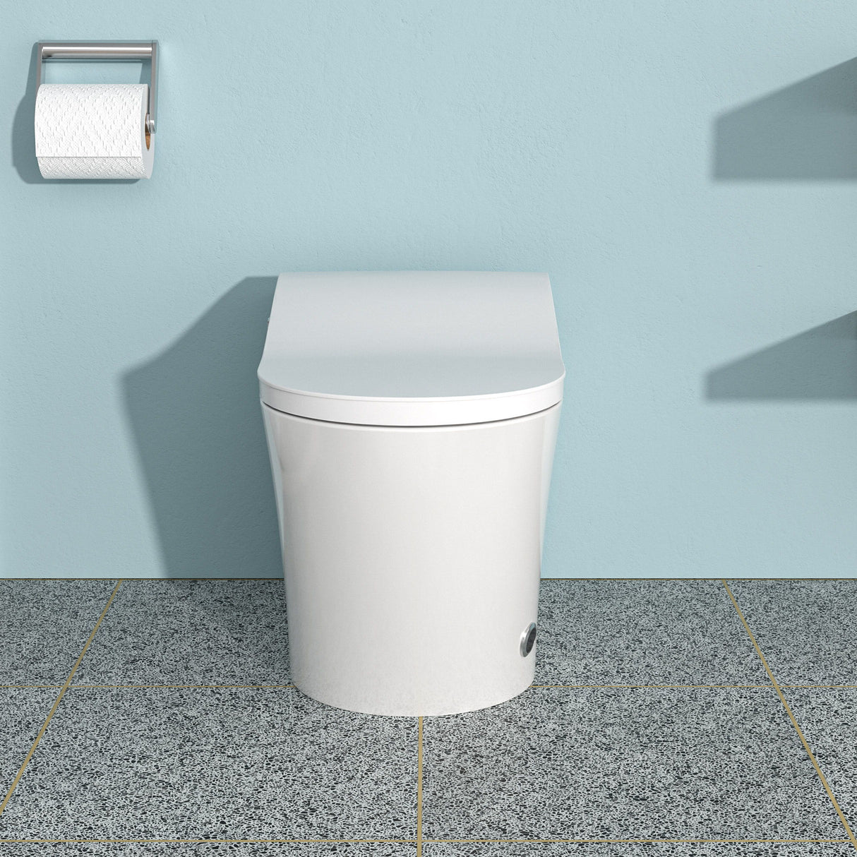 Smart Bidet Toilet Combo With Auto Open & Close, Heated Seat, Foot Sensor Flush, LED Display, Ceramic - White