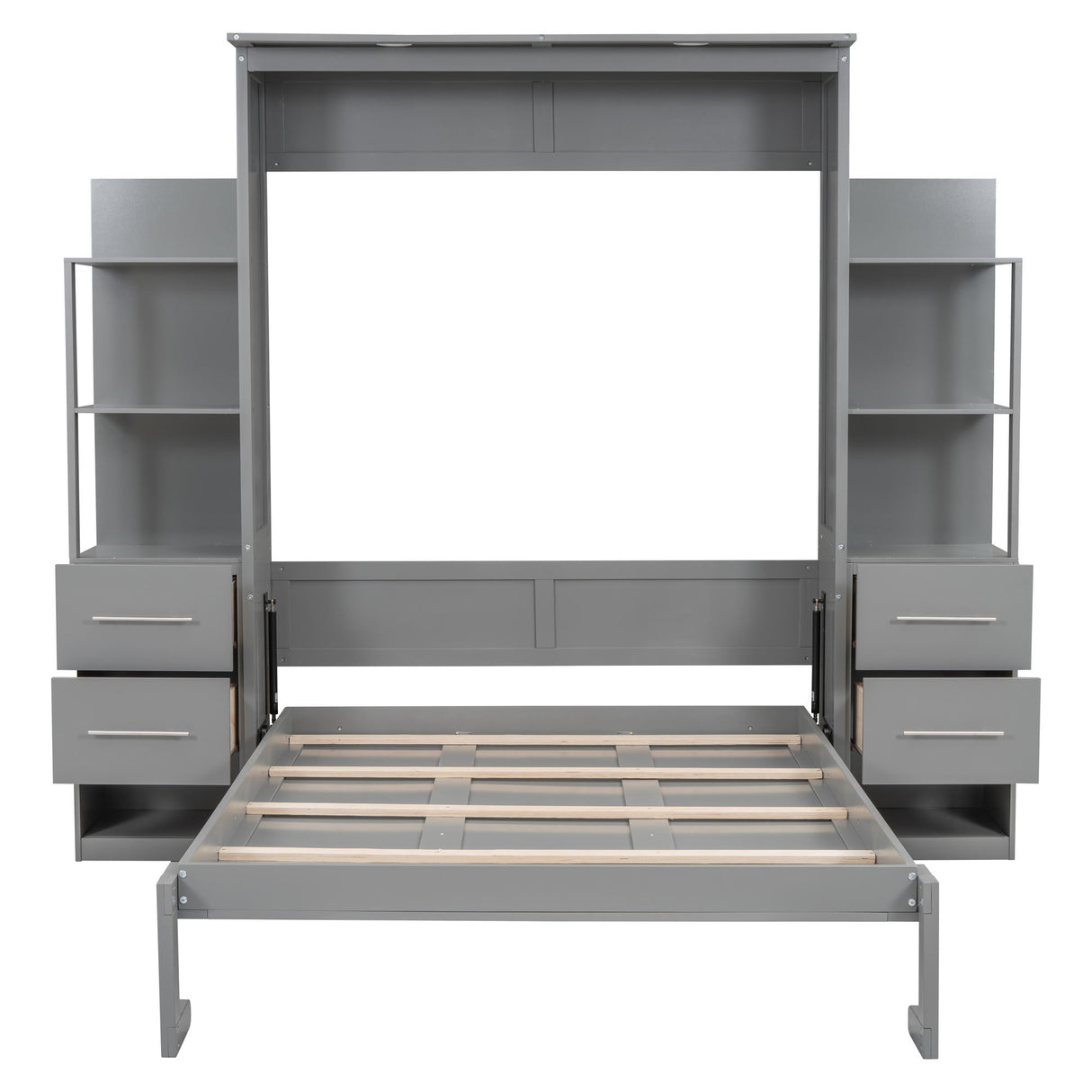 Murphy Wall Bed With Shelves, Drawers And LED Lights