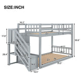 Twin Over Twin Floor Bunk Bed, Ladder With Storage