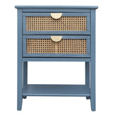 2 Drawer Side Table, Natural Rattan