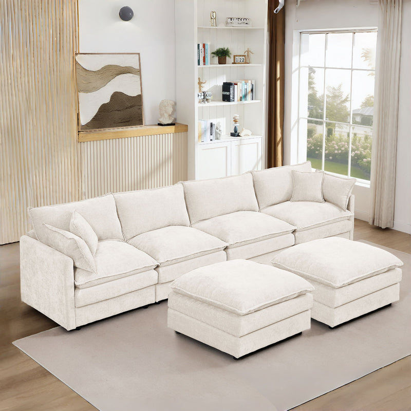 Modular U Shaped Sectional Sofa, 4 Seater Comfy Cloud Couch