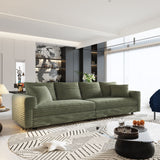 Plush Corduroy 4 Seat Sofa, Modern Comfy Upholstered Sofa Cloud Couch, Deep Seat Couches With Soft Pillows