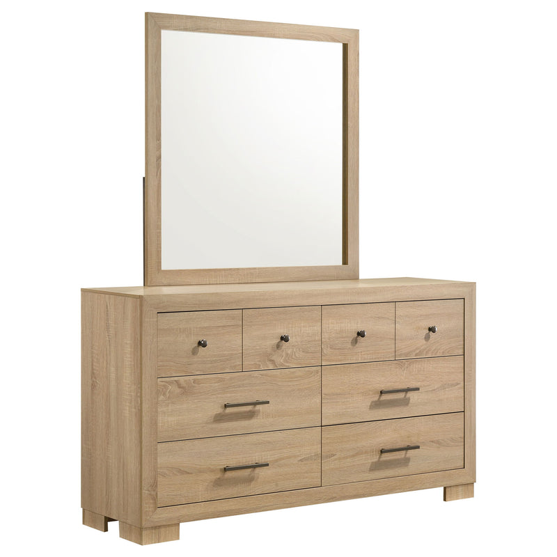 Merritt - 6 Drawer Dresser With Mirror - Light Oak