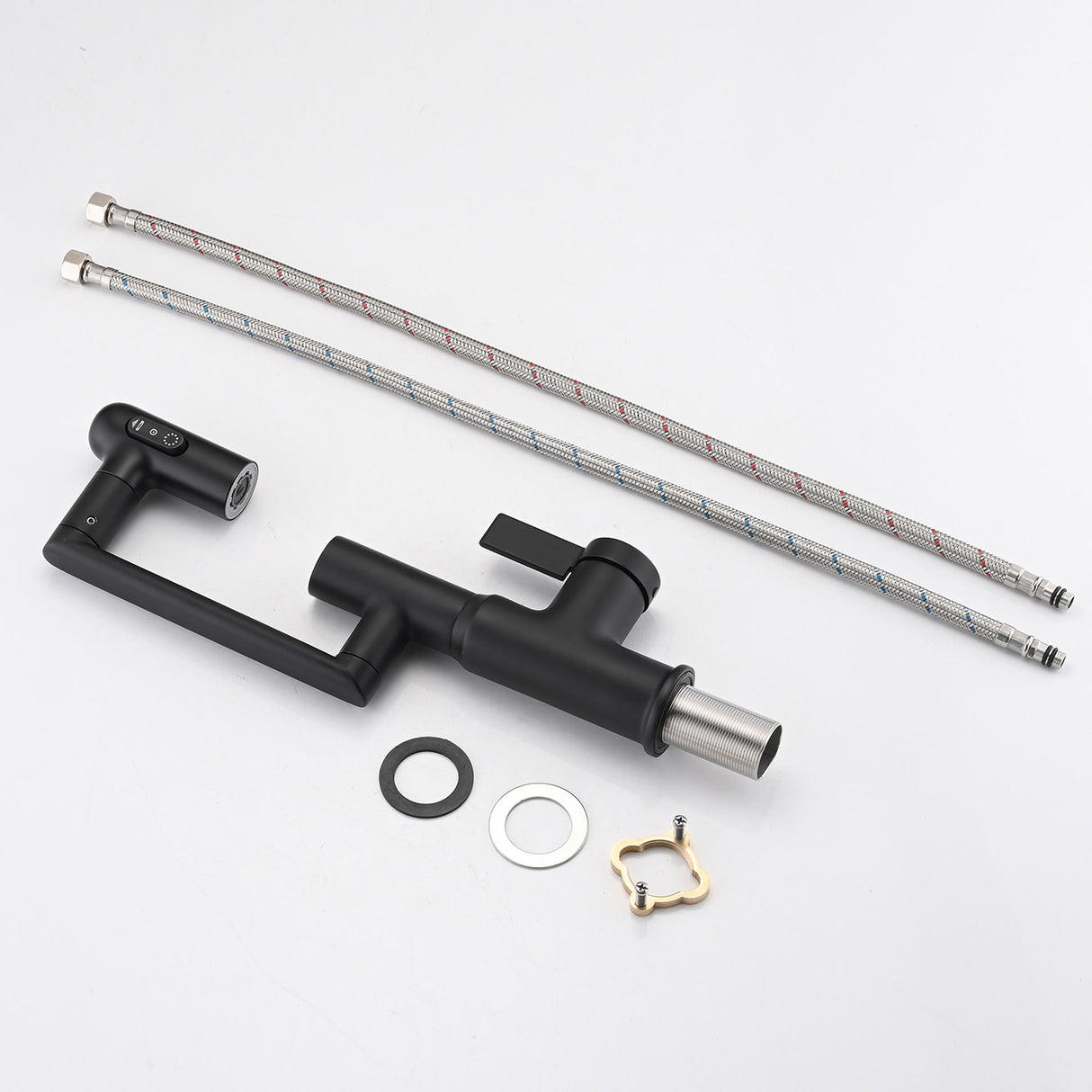 Bathroom Sink Faucet With Spray Function And Temperature Display, Anti Skid Switch, 360 Degree Rotary