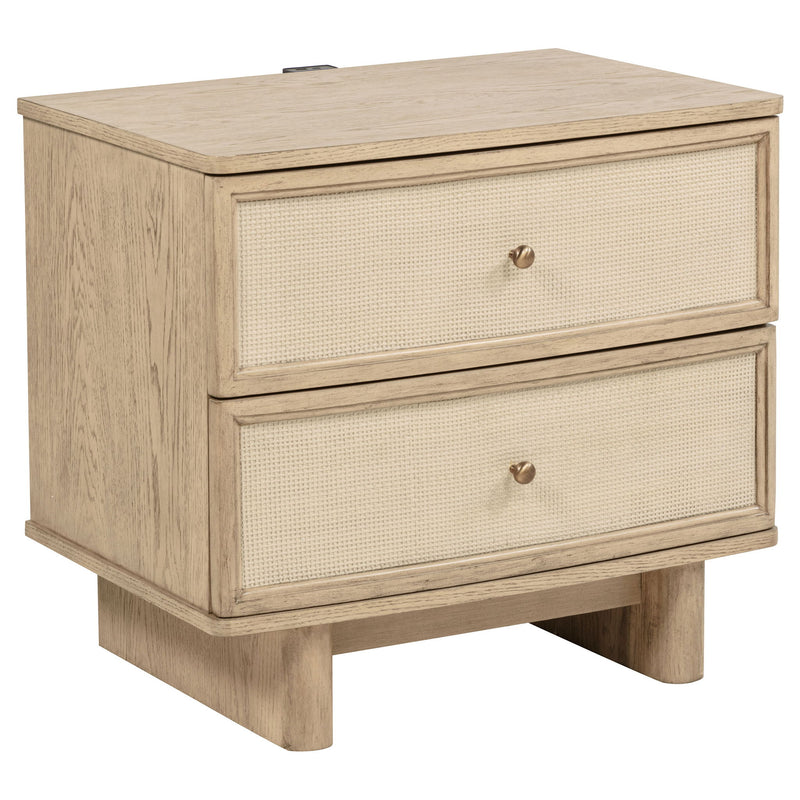 Kimpton - 2 Drawer Nightstand With USB Charging Ports - Beige