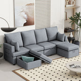 Modern Modular Sofa, 6 Seat Chenile Sectional Couch Set With 2 Pilows Included, Freely Combinable