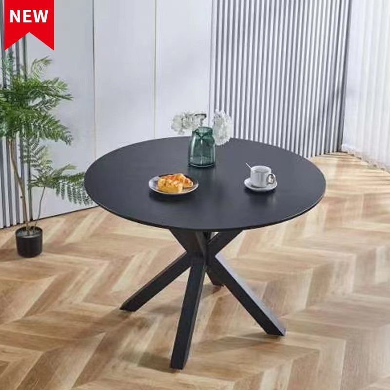 Table Mid-Century Dining Table For 4 - 6 People With Round Table Top, Pedestal Dining Table, End Table Leisure Coffee Table, Cross Leg