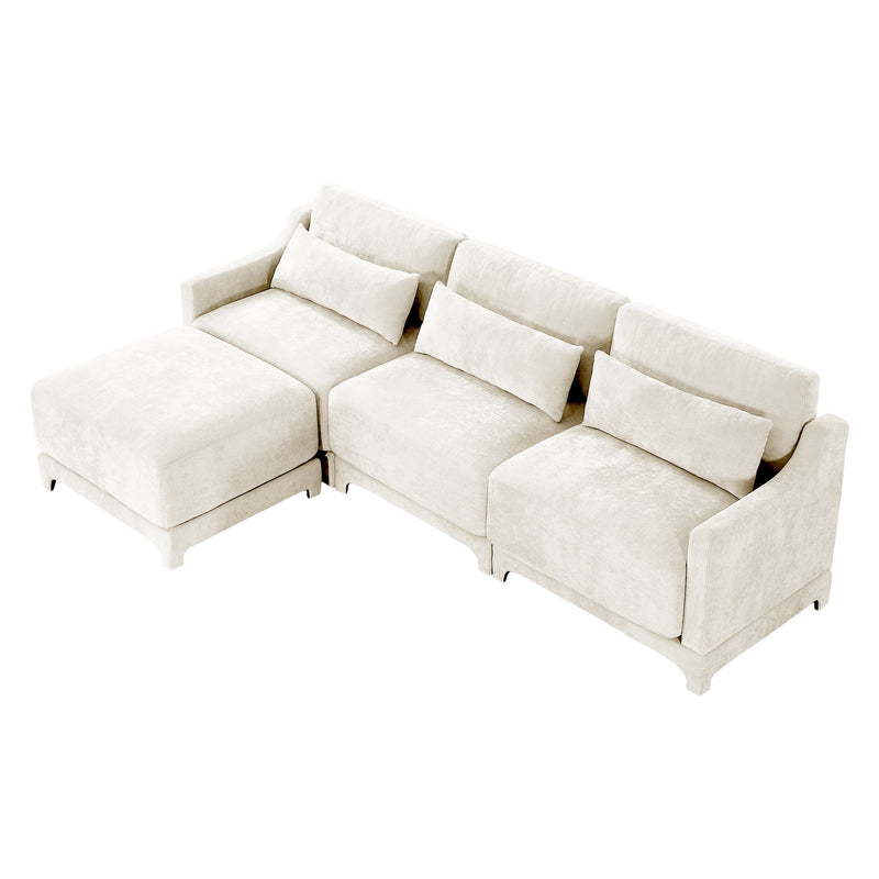 Stylish Sofa With Ottoman And Lumbar Pillows, Ergonomic Design
