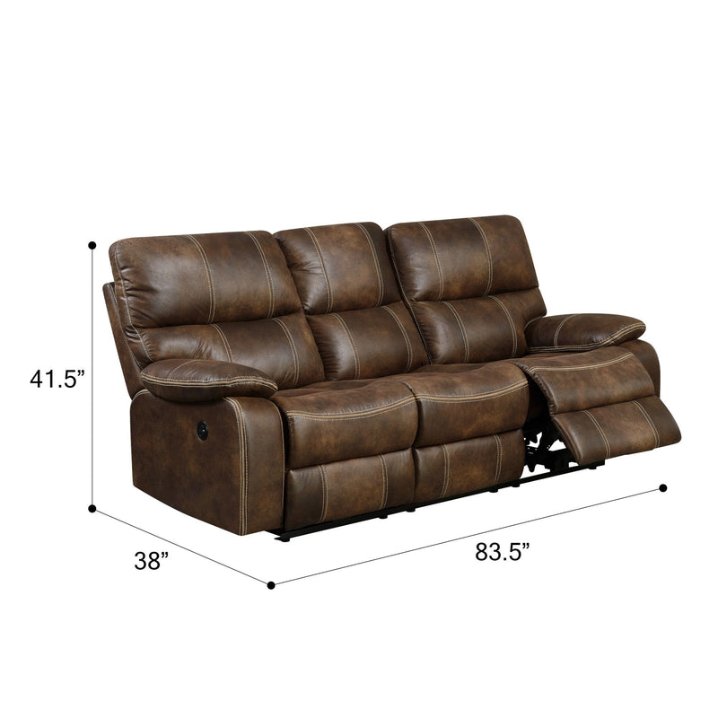 Reclining Sofa With USB Charging, Pocket Coil Seating, And Hidden Storage - Brown