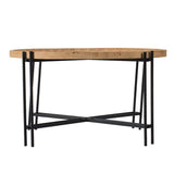 Farmhouse Round Wooden Round Coffee Table With Metal Legs - Black / Brown