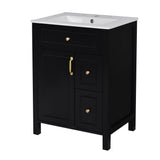 Elegant Bathroom Vanity With Ceramic Sink, Soft Close Doors And Drawers, Double Storage Racks