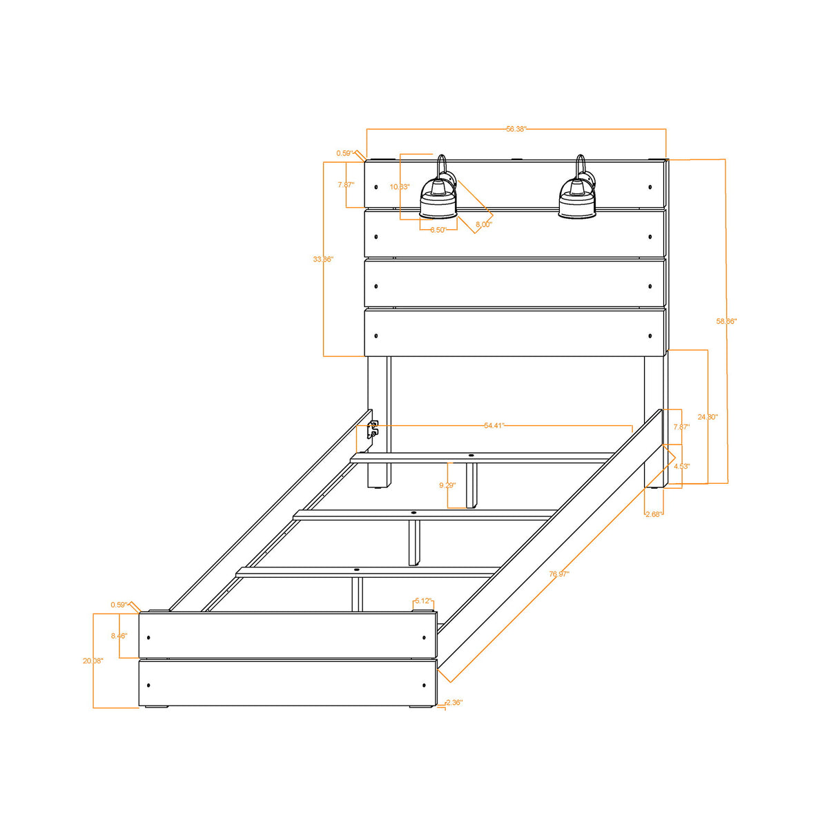 Monica - Bed With Panel Style And Slat Headboard