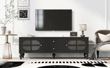 Modern TV Stand For TVs Up To 75" With Fluted Glass Doors