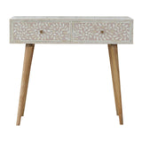 Floral Bone Console - Beige / White