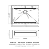 33" Drop In Kitchen Sink Single Bowl 16 Gauge Stainless Steel Ledge Workstation - Black