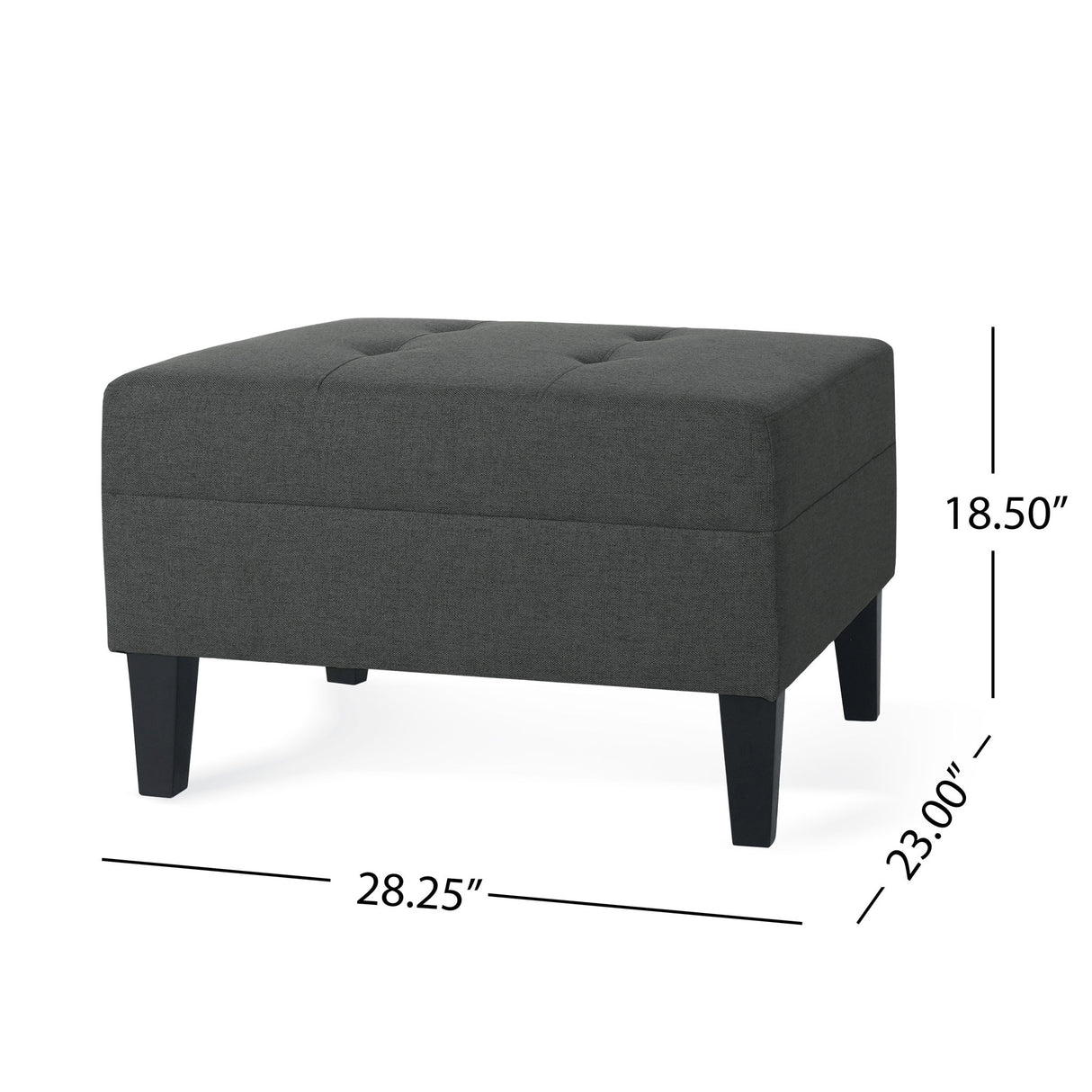 Ottoman With Birch Wood Legs And Cushioned Top For Comfort