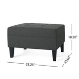 Ottoman With Birch Wood Legs And Cushioned Top For Comfort