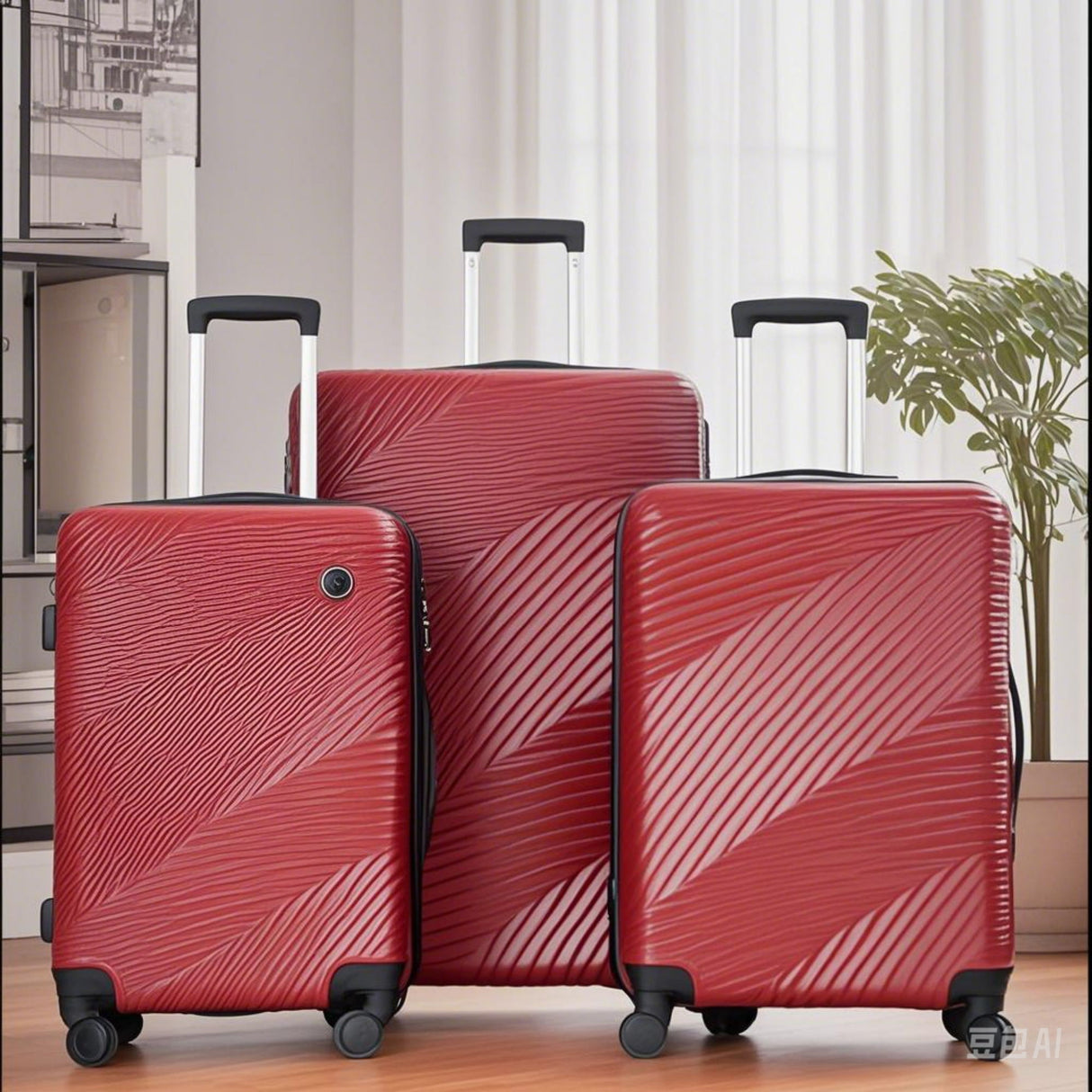 3 Piece Luggage Sets Lightweight Suitcase With Two Hooks, Spinner Wheels,
