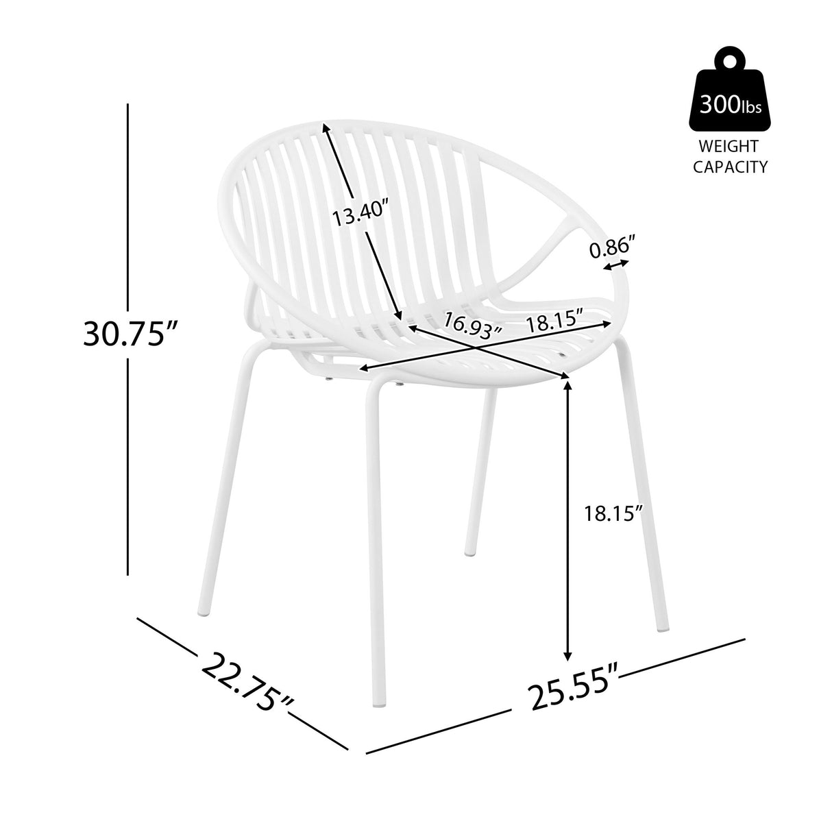 Stackable Outdoor Chairs With Breathable Plastic Backrest (Set of 2)