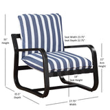 Asa - Outdoor Sling Chair With Reversible Cushions And Stripe Fabric - Blue / White Stripes