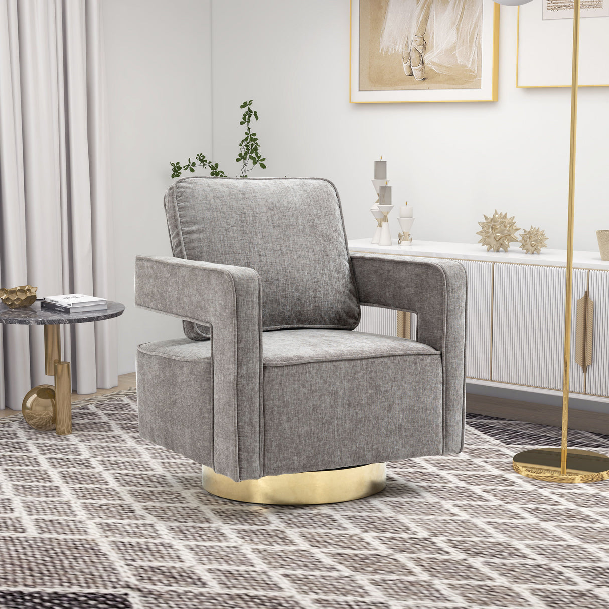 Swivel Accent Open Back Chair Modern Comfy Sofa Chair With Base