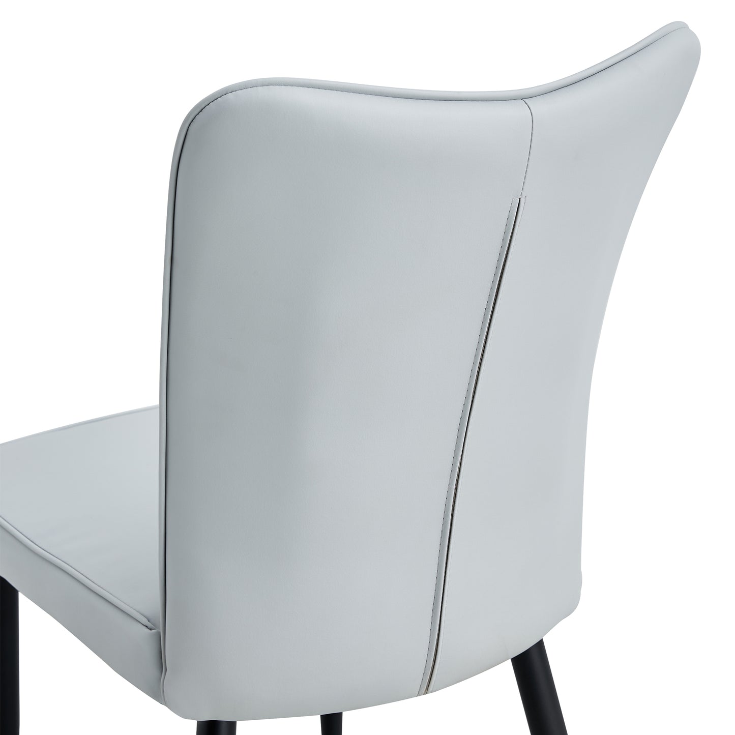 Modern minimalist dining chairs and office chairs. 2-piece set of light gray PU seats with black metal legs. Suitable for restaurants, living rooms, and offices. C-008