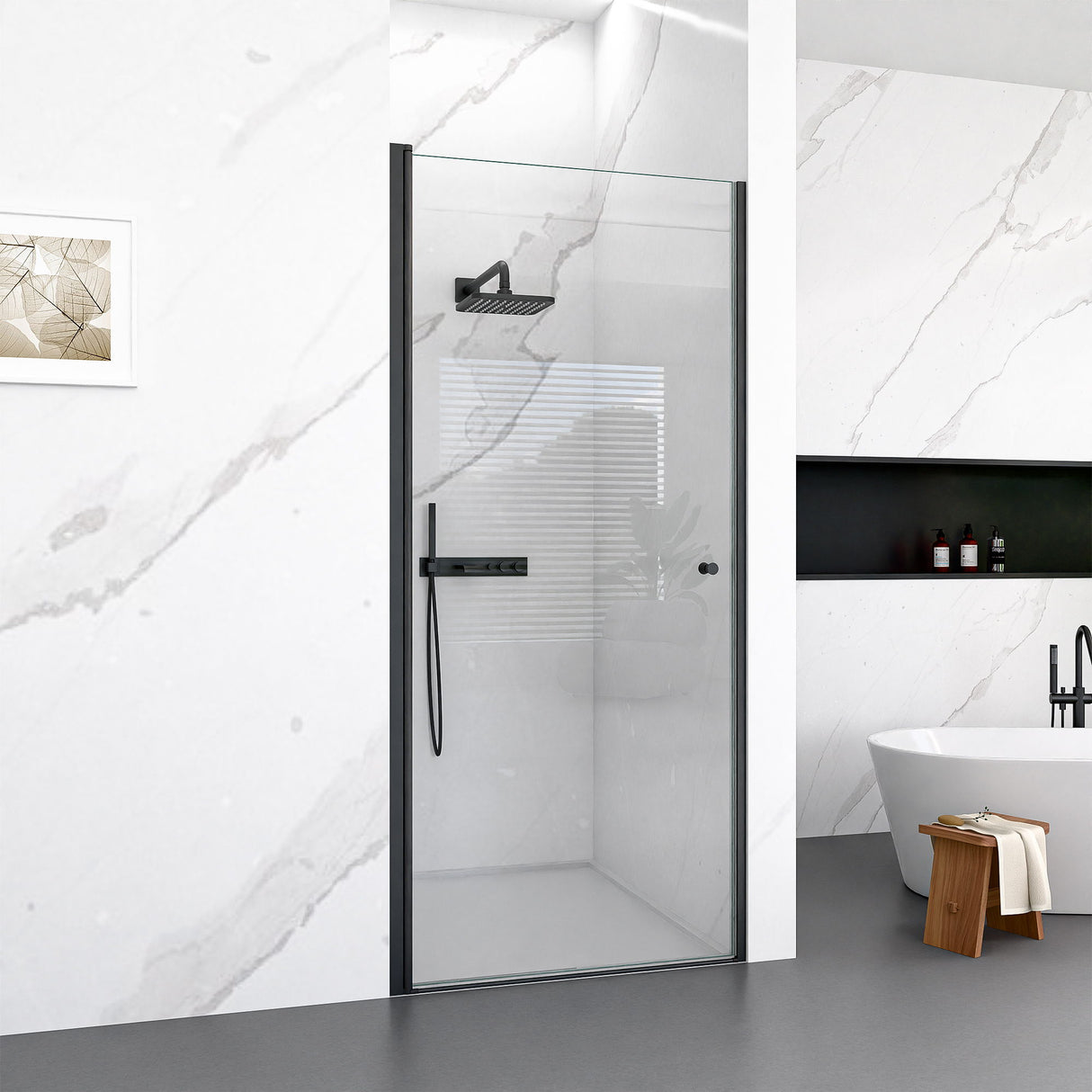 Semi Frameless Circular Pivot Shower Door With 1 / 4" Sgcc Tempered Glass