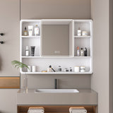 Aluminium Medicine Cabinet Mirror With 3 Colors LED Light And Defogging Function - White