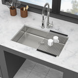 Ada-Compliant Undermount Kitchen Sink, Low Depth Single Bowl - Brushed Nickel