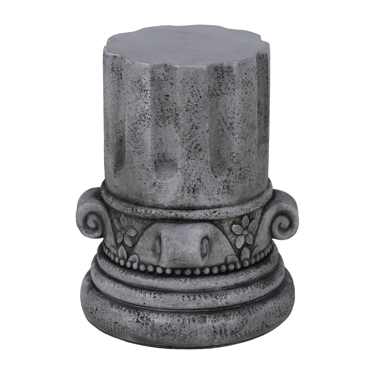 Outdoor End Table, Round Side Table For Patio And Garden - Antique Grey