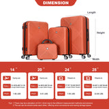 4 Piece Lightweight Suitcase, Makeup Box, Aircraft Wheels