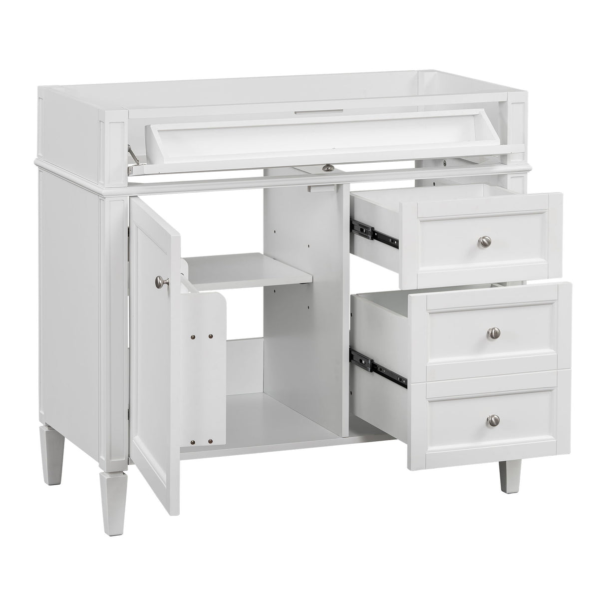 Bathroom Vanity Without Top Sink, Modern Bathroom Storage Cabinet With 2 Drawers And A Tip-Out Drawer