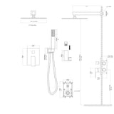 Dual Shower Head System With 12" Wall Mounted Square Rain Shower And Rough In Valve