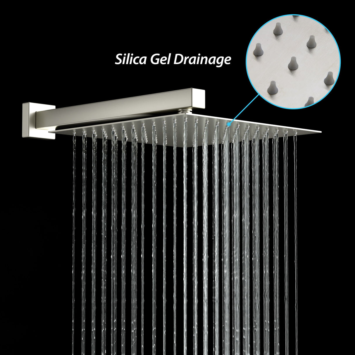 Shower Faucet Set With Rainfall Shower Head And Shower Valve, Stainless Steel And Brass