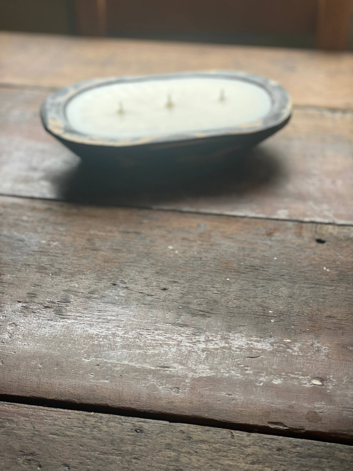 Rustic Black Dough Bowl Candle