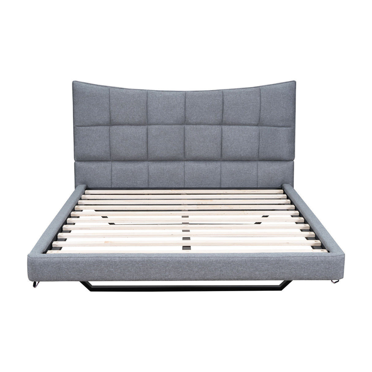 Full Size Upholstered Platform Bed With LED Lights, USB Ports And Outlets - Gray