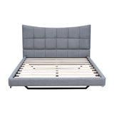 Full Size Upholstered Platform Bed With LED Lights, USB Ports And Outlets - Gray