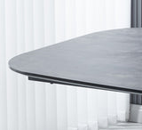 Modern Dining Table, MDF With Paper Finish, Metal Leg Powder Coating - Gray / Black