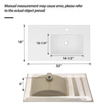 Rectangular Single Vanity Top With 1 Faucet Hole And Overflow, 32" X 18", Spacious Left Countertop For Storage - White