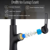 Modern Kitchen Waterfall Faucet With Pull Down Sprayer, Single Handle, 360 Degree Rotating - Matte Black