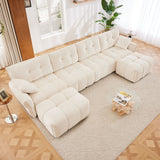 Elegant Sofa Set With Ottoman And Pillows, Textured Chenille, High Resilience Cushions