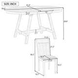 5 Piece Wood Dining Table Set With Extendable Round Table And 4 Chairs
