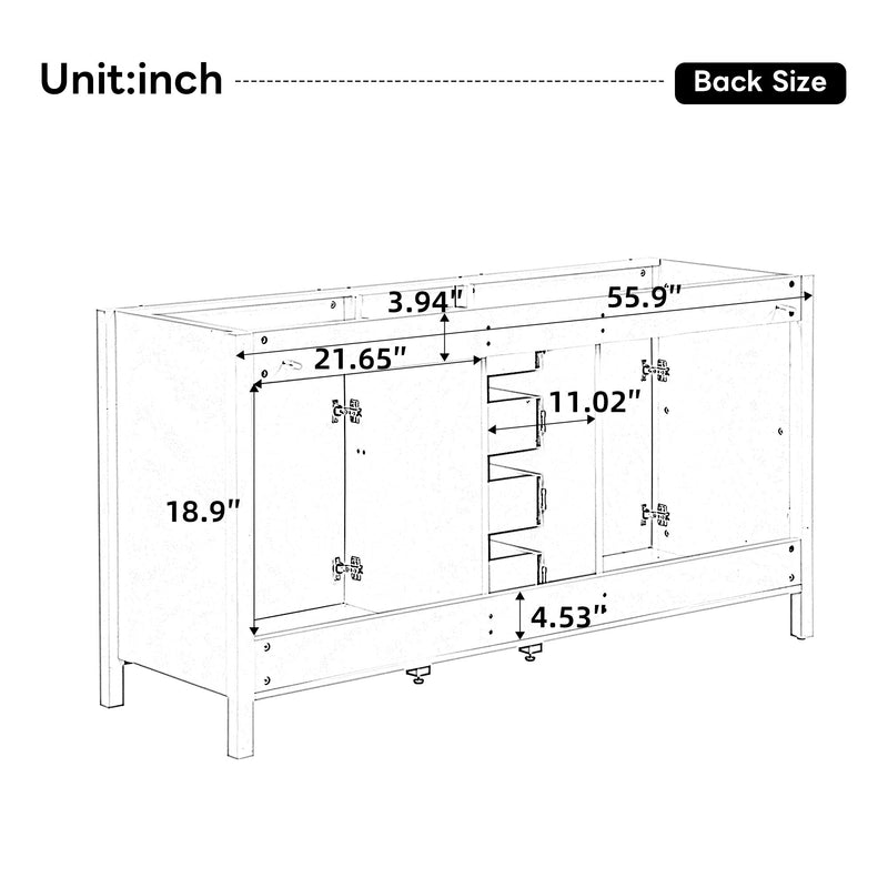 Bathroom Vanity Cabinet Only, Soft Close Doors & Drawers, 4 Drawers & 2 Double Door Cabinets - White